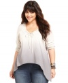Shades of cool: American Rag's ombre plus size top, punctuated by an asymmetrical hem.
