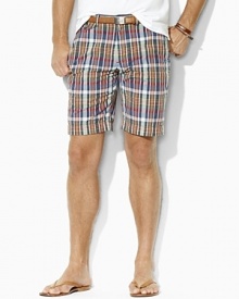 Soft cotton madras brings a vintage prep aesthetic to a classic-fitting pair of shorts.