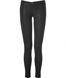 These cool coated jeans from J Brand add instant rock n roll edge to your casual basics - Classic five-pocket styling, skinny leg, mid-rise, coated cotton with stretch - Form-fitting - Pair with an oversized graphic tee, a leather jacket, and platform heels These cool coated jeans from J Brand add instant rock n roll edge to your casual basics - Classic five-pocket styling, skinny leg, mid-rise, coated cotton with stretch - Form-fitting - Pair with an oversized graphic tee, a leather jacket, and platform heels