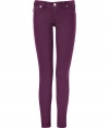 Elevate your go-to closet staples with these deep purple ultra-skinny jean leggings from True Religion - Five-pocket styling, logo detailed back flap pockets - Extra form-fitting - Style with cashmere pullovers and shearling lined boots