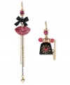 Betsey Johnson gives you something to talk about with this set of drop earrings. Crafted from gold-tone mixed metal and featuring a set of lips and telephone with glittering accents, this pair is a real conversation starter. Approximate drop: 2 to 4-1/4 inches.