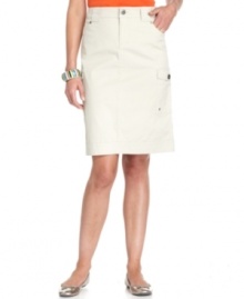 Lighten up with Style&co.'s cute cargo-style skirt! The tummy control panel and comfort-stretch elastic waistband ensure a great fit. Lighten up with Style&co.'s cute cargo-style skirt! The tummy control panel and comfort-stretch elastic waistband ensure a great fit.