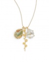 THE LOOKImperial jasper pendant with flower settingKeshi pearl with cubic zirconia accentBubble stick detailBall chain18k yellow goldplated brassCircle claspTHE MEASUREMENTPendant length, about 1.5Length, about 20ORIGINMade in USA