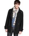 Set your style at full attention all season long with this military-style peacoat from Bar III.