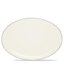 Simple and versatile, the Colorwave Green oval platter is crafted in white stoneware with forest green accents. Mix and match this mealtime essential with dinnerware in coupe and quad shapes to create a table that's an expression of your personal taste. Simple and versatile, the Colorwave Green oval platter is crafted in white stoneware with forest green accents. Mix and match this mealtime essential with dinnerware in coupe and quad shapes to create a table that's an expression of your personal taste.