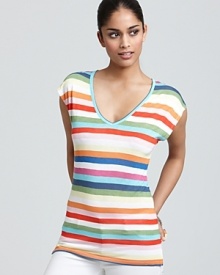 Colorful stripes enliven this C&C California tee for a cheery take on everyday essentials.