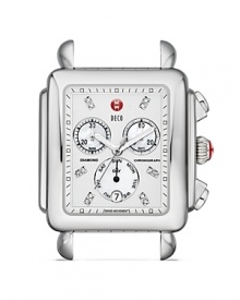 Mix it luxe with sleek and shapely watch face from Michele, crafted of stainless steel and designed for chic customization. Mix it luxe with sleek and shapely watch face from Michele, crafted of stainless steel and designed for chic customization.