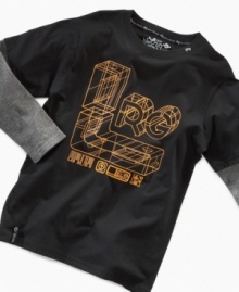 With a funky 3D style graphic, this LRG layered shirt is totally tee-rific. With a funky 3D style graphic, this LRG layered shirt is totally tee-rific.