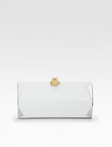 Architectural lines shape this luxe bag of glossy PVC, topped with a signature goldtone DVF clasp closure.Detachable chain shoulder strap, 20½ dropTop clasp closureOne inside open pocketFully lined8¾W X 4H X 2DImported Architectural lines shape this luxe bag of glossy PVC, topped with a signature goldtone DVF clasp closure.Detachable chain shoulder strap, 20½ dropTop clasp closureOne inside open pocketFully lined8¾W X 4H X 2DImported