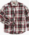 Put some flannel into his fall rotation to add a unique and cozy look with this Tommy Hilfiger plaid shirt.