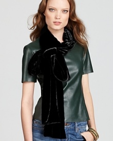 Slinky, skinny and super long, Rachel Zoe's velvet scarf exudes pure glamour. Slinky, skinny and super long, Rachel Zoe's velvet scarf exudes pure glamour.