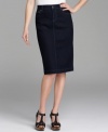 The darkest blue wash around gives Style&co.'s petite denim pencil skirt a dressier look. The tummy control panel ensures a smooth, lean silhouette!