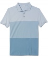 Style in stages. This varied colorblocked polo from Calvin Klein is solid bet for style this summer.