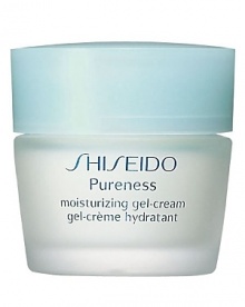 Shiseido Pureness Moisturizing Gel-Cream. A lightweight creamy gel that moisturizes, softens, and refines skin as it promotes a healthy-looking radiance. Absorbs quickly for immediate retexturizing benefits and leaves skin feeling dewy fresh. Protects the skins natural moisture balance with Shiseido-exclusive ingredient Hydro-Balancing Complex. Recommended for combination and normal skin. Use daily morning and evening after cleansing and softening. Shiseido Pureness Moisturizing Gel-Cream. A lightweight creamy gel that moisturizes, softens, and refines skin as it promotes a healthy-looking radiance. Absorbs quickly for immediate retexturizing benefits and leaves skin feeling dewy fresh. Protects the skins natural moisture balance with Shiseido-exclusive ingredient Hydro-Balancing Complex. Recommended for combination and normal skin. Use daily morning and evening after cleansing and softening.