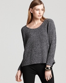 Earthy marled yarns are formed into an easygoing silhouette on this Eileen Fisher boxy sweater, the perfect piece to pair with slim pants and pencil skirts. Earthy marled yarns are formed into an easygoing silhouette on this Eileen Fisher boxy sweater, the perfect piece to pair with slim pants and pencil skirts.