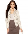 Romantic ruffles enhance INC's lightweight jacket. An essential piece for spring's transitional weather!