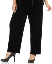 Celebrate the holiday season in style with Elementz' plus size wide-leg pants, crafted from plush velvet.