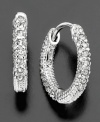 The perfect earrings for both casual and dressy looks: small mixed-metal hoops by Eliot Danori. Rhodium-plated with sparkling crystal accents. Approximate size: 5 inches. Approximate diameter: 1/2 inch.