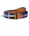 Tie your preppy look together with this striped canvas belt from Nautica.