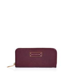 Stash away your most valuable essentials in Marc by Marc Jacobs deep cardamom zip around leather wallet - Classic rectangle shape, front logo plaque, zip around closure, multiple inside pockets for cards, IDs, and bills - Perfect for tucking away in chic carryall totes Stash away your most valuable essentials in Marc by Marc Jacobs deep cardamom zip around leather wallet - Classic rectangle shape, front logo plaque, zip around closure, multiple inside pockets for cards, IDs, and bills - Perfect for tucking away in chic carryall totes