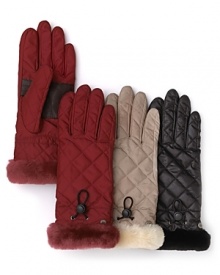 Quilting lends classic style to these shearling-trimmed gloves from UGG® Australia.