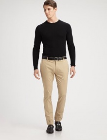 Fine, jersey-knit cashmere/silk crewneck is luxuriously soft, the epitome of modern polished style.CrewneckRibbed cuffs and hem93% cashmere/7% silkDry cleanImported