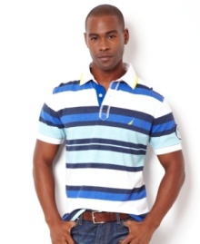 Look sharp in stripes with this short sleeve shirt from Nautica.