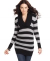 Go bold in stripes with this sweater from Planet Gold that wakes up your jeans or leggings!