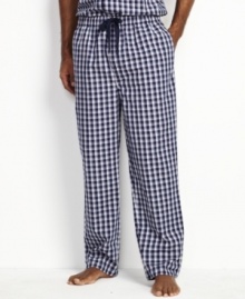 Loosen up from a long workday in these light weight and comfortable pajama pants from Nautica. Loosen up from a long workday in these light weight and comfortable pajama pants from Nautica.