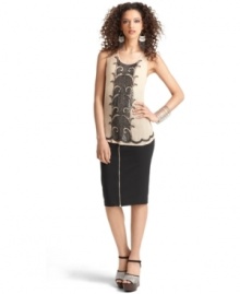 An exposed zipper adds edge to this Bar III midi pencil skirt -- perfect for an on-trend office look!