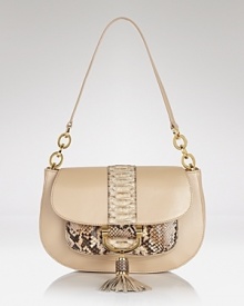Adopt an exotic approach to accessorizing with this shoulder bag from Michael Kors. A classic design and rich python accents make this style an ever-chic investment. Adopt an exotic approach to accessorizing with this shoulder bag from Michael Kors. A classic design and rich python accents make this style an ever-chic investment.