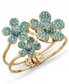 Make a splash this summer with vibrant hues and flirty florals. Robert Rose's romantic bangle bracelet features three striking flowers in turquoise-colored acrylic. Set in gold-plated mixed metal. Approximate diameter: 2-1/4 inches.