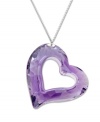 Share your love in style. Swarovski puts a new spin on the traditional heart pendant with a pretty, lilac-colored, open-cut crystal heart. Chain and setting made of silver tone mixed metal. Approximate length: 16 inches. Approximate drop: 1 inch.