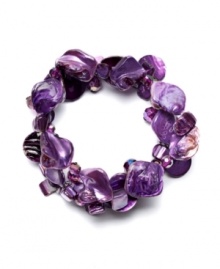 Add sweet, summery flair to any look in this fashionable Style&co. bracelet. Crafted from natural shells and glass accents in vibrant purple hues. Bracelet stretches to fit wrist. Approximate diameter: 2-1/4 inches. Add sweet, summery flair to any look in this fashionable Style&co. bracelet. Crafted from natural shells and glass accents in vibrant purple hues. Bracelet stretches to fit wrist. Approximate diameter: 2-1/4 inches.