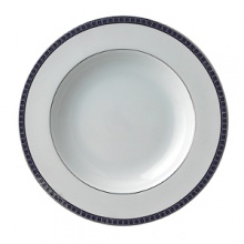 Beautiful, white Limoges porcelain with a dynamic platinum border, the geometric motif of the Athena collection creates a dimensional and graphic appearance. Also available with gold border. Beautiful, white Limoges porcelain with a dynamic platinum border, the geometric motif of the Athena collection creates a dimensional and graphic appearance. Also available with gold border.