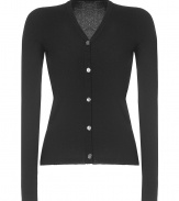 Bring a streamlined finish to your favorite wardrobe basics with this luxe cashmere cardigan from Lucien Pellat-Finet - V-Neck, front button placket, slim fit - Style with a blouse, pencil skirt and platforms for work, or for an edgier look, with tissue tees, leather leggings and ankle boots