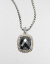 From the Noblesse Collection. A beautifully, faceted hematite stone surrounded by dazzling diamonds in sterling silver on a box chain. HematiteDiamonds, .3 tcwSterling silverLength, about 17Pendant size, about ½Lobster clasp closureImported 