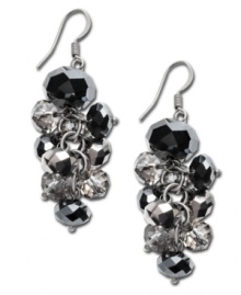 Add a hint of sparkle in midnight hues. Dark and mysterious earrings by Ali Khan feature jet black and gray glass beads set in hematite tone mixed metal. Approximate drop: 2-1/4 inches.