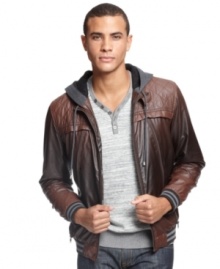 Rock downtown cool with ease wearing this ombre hooded jacket from Bar III.