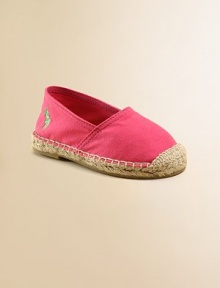 A combination of her favorite styles in cozy cotton canvas with espadrille trim and requisite polo embroidery.Slip-onCotton canvas upperCanvas lining53% textile/46% rubber solePadded insoleImported A combination of her favorite styles in cozy cotton canvas with espadrille trim and requisite polo embroidery.Slip-onCotton canvas upperCanvas lining53% textile/46% rubber solePadded insoleImported