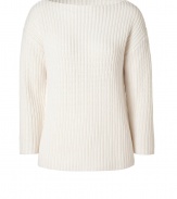 Channel classic nautical style with Michael Kors ultra-luxe cashmere ribbed pullover, the perfect pairing partner for colorful spring separates - Boat neckline, dropped shoulders, 3/4 sleeves, allover rib - Slim fit - Wear with bright skinnies and nautical-inspired accessories