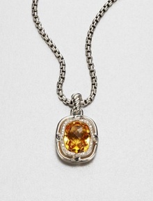 From the Labyrinth Collection. A stunning, faceted citrine stone surrounded by sparkling diamonds set in sleek sterling silver on an iconic cable bale. CitrineDiamonds, .19 tcwSterling silverSize, about .55Fixed baleImported Please note: Chain sold separately. From the Labyrinth Collection. A stunning, faceted citrine stone surrounded by sparkling diamonds set in sleek sterling silver on an iconic cable bale. CitrineDiamonds, .19 tcwSterling silverSize, about .55Fixed baleImported Please note: Chain sold separately.