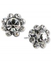 Blooms that sparkle. These 2028 earrings feature glistening glass crystal petals with a large glass crystal center. Crafted in silver tone mixed metal. Approximate diameter: 1/2 inch.