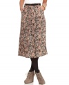 Maximize your look in a floral-printed midi skirt from Angie! Wear it with or without the removable belt.