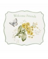 Spring is perpetually in season with the Butterfly Meadow trivet. Colorful blooms and butterflies mingle on beautiful white porcelain with an inviting message: Welcome Friends. Qualifies for Rebate