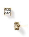 A classic beauty from kate spade new york, this stud earring is handcrafted from faceted square stones in a 12 Kt. gold plated princess setting.