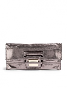 THE LOOKRectangular silhouetteTextured metallic leatherRemovable crossbody strapFold-over open topMagnetic tab closureFront logo hardwareOne outside zip pocketOne inside zip pocketTwo inside open pocketsInside logo detailTHE MEASUREMENTCrossbody strap, 24 drop12W X 6H X ¼DTHE MATERIALLeatherFully linedORIGINImported THE LOOKRectangular silhouetteTextured metallic leatherRemovable crossbody strapFold-over open topMagnetic tab closureFront logo hardwareOne outside zip pocketOne inside zip pocketTwo inside open pocketsInside logo detailTHE MEASUREMENTCrossbody strap, 24 drop12W X 6H X ¼DTHE MATERIALLeatherFully linedORIGINImported