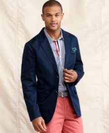 Spruce up your style with this classic two-button sport coat from Tommy Hilfiger. Spruce up your style with this classic two-button sport coat from Tommy Hilfiger.