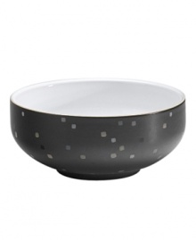 Colorful confetti shines on the Jet Skyline cereal bowl like bright city lights. Mix and match with Denby Jet and Jet Stripes to personalize casual tables with modern polish. In microwave- and oven-safe stoneware for easy reheating. Colorful confetti shines on the Jet Skyline cereal bowl like bright city lights. Mix and match with Denby Jet and Jet Stripes to personalize casual tables with modern polish. In microwave- and oven-safe stoneware for easy reheating.