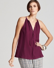 This breezy Joie top of supple cotton is your answer to effortless summer style. This breezy Joie top of supple cotton is your answer to effortless summer style.